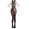 Sexy Lace Tube Top Halter Glossy One-piece Stockings Open Crotch Free to Take off backless Hollow-out See-through Tight-fitting