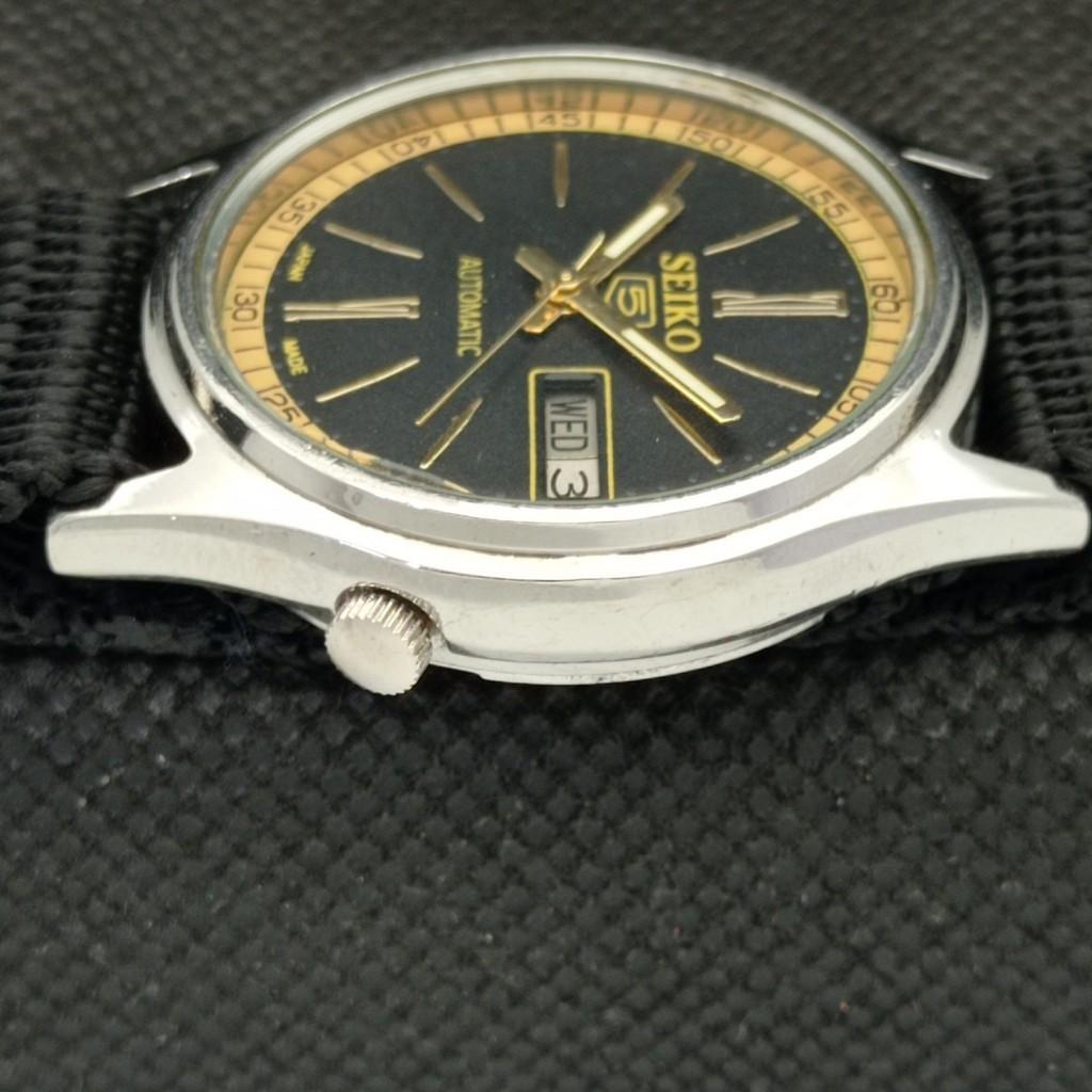 USED VINTAGE SEIKO 5 AUTOMATIC 7009A JAPAN MENS D/D BLACK WATCH 595a-a312373-2 SKU595a-a312373