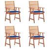 Outdoor Dining Chairs Set of 4 and Cushions Solid Acacia