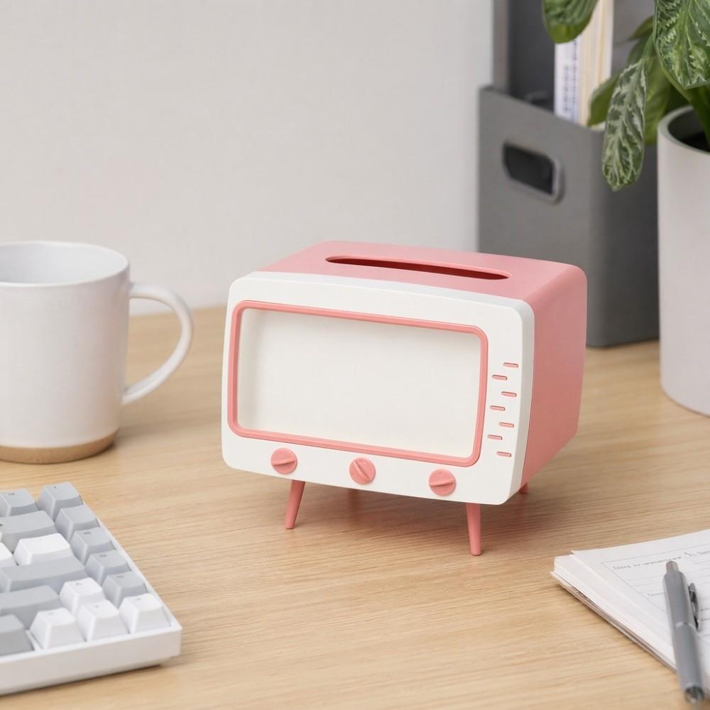 Square TV Desktop Tissue Box Plastic Tissue Dispenser Multi Functional Napkins Holder Dormitory