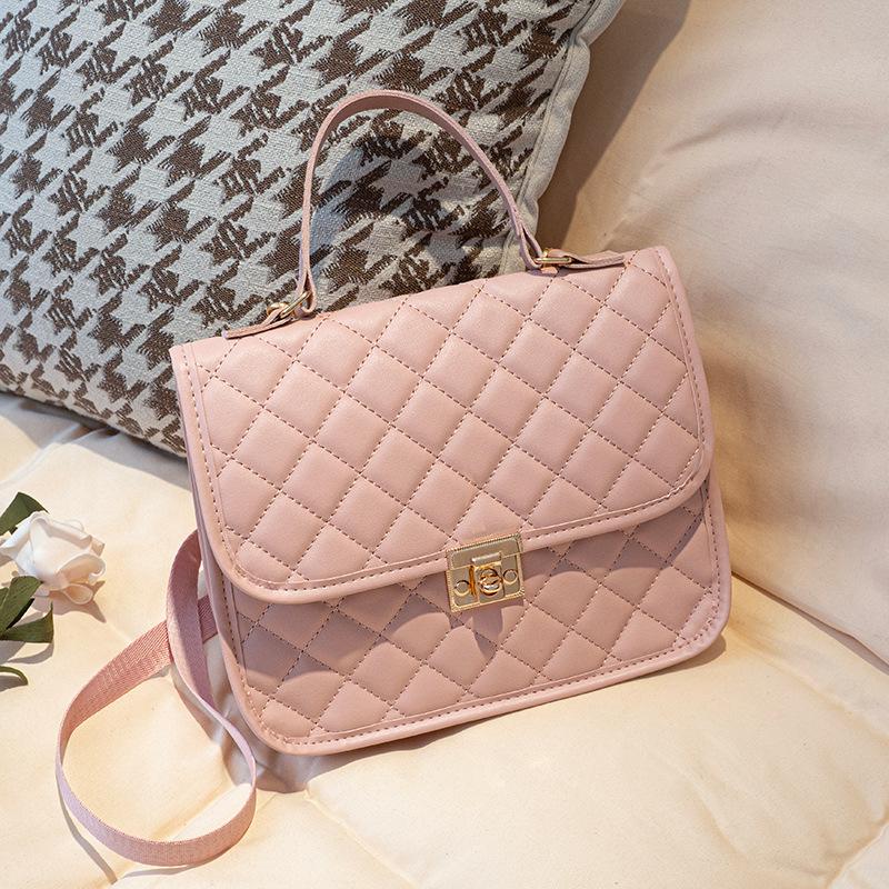 Women's backpack spring and summer new portable rhombus fashion simple backpack with lock one shoulder bag