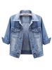 TEMU Women's Spring Seven-Sleeve Denim Jacket - Casual and Versatile Top.