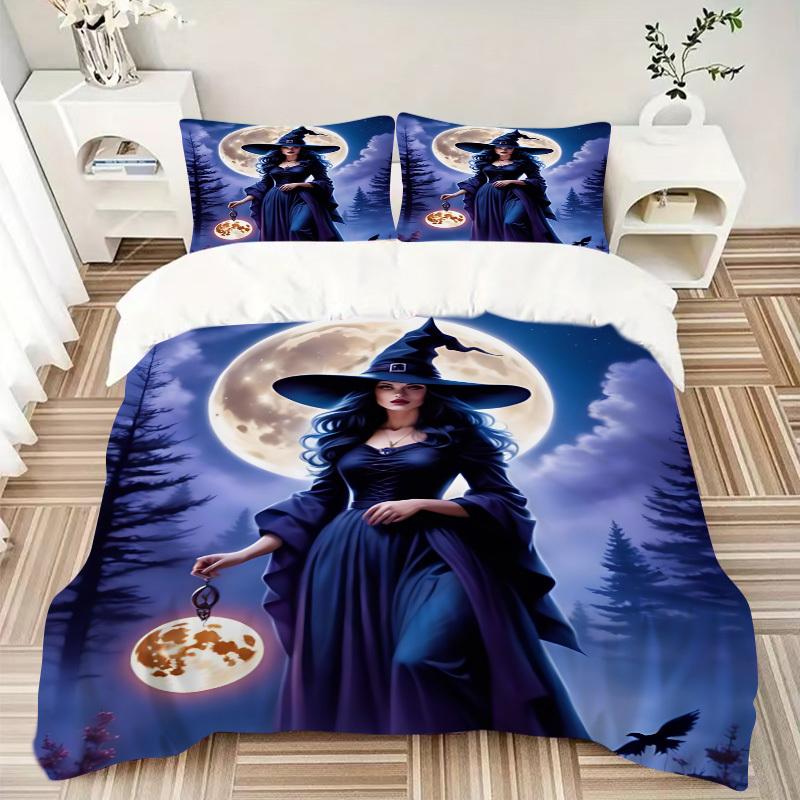 3pcs Witchcraft, Moonlit Magic Duvet Cover Set, Cover For Bedroom Guest Room (1 Duvet Cover + 2 Pillowcase, Without Quilt),  yy250922227