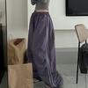 Women Cargo Pants Elastic Waist Drawstring Hem Casual Pants with Pockets Side Stripes Wide Leg Sport Pants Streetwear