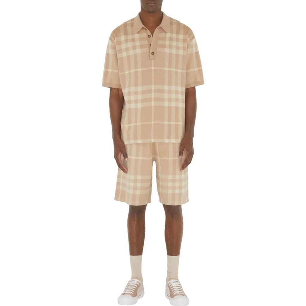 Burberry Polo Shirts Men's Khaki Polo Collar Moderate Straight Fit 80684821