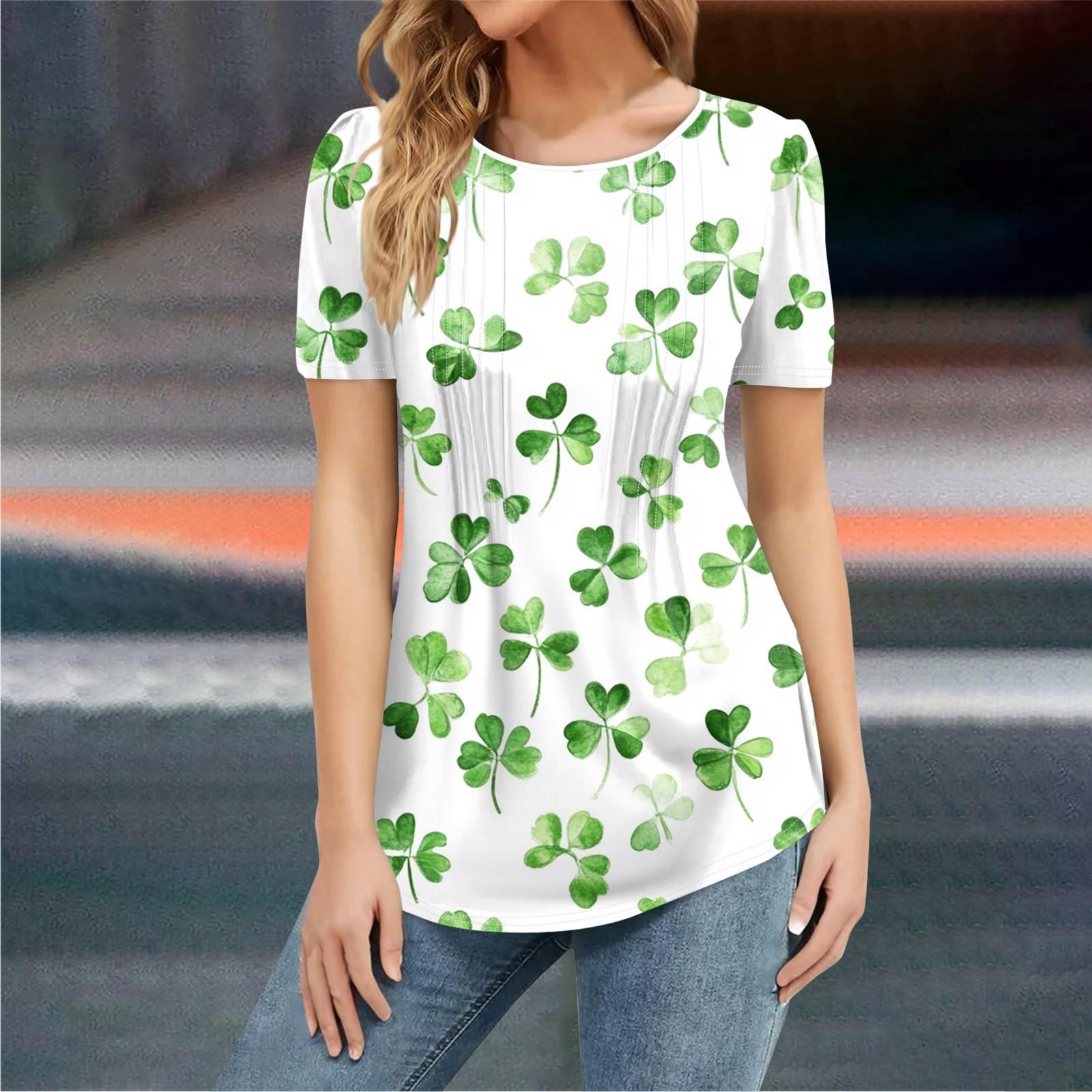 

Женская мода в стиле кэжуал. Патрик Принт Топ Короткий Рукав Рубашка Свободный Пуловер M белый