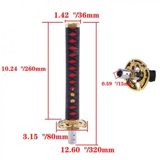 26cm Samurai Sword Shift Knob Shifter Katana Metal Weighted with Adapters
