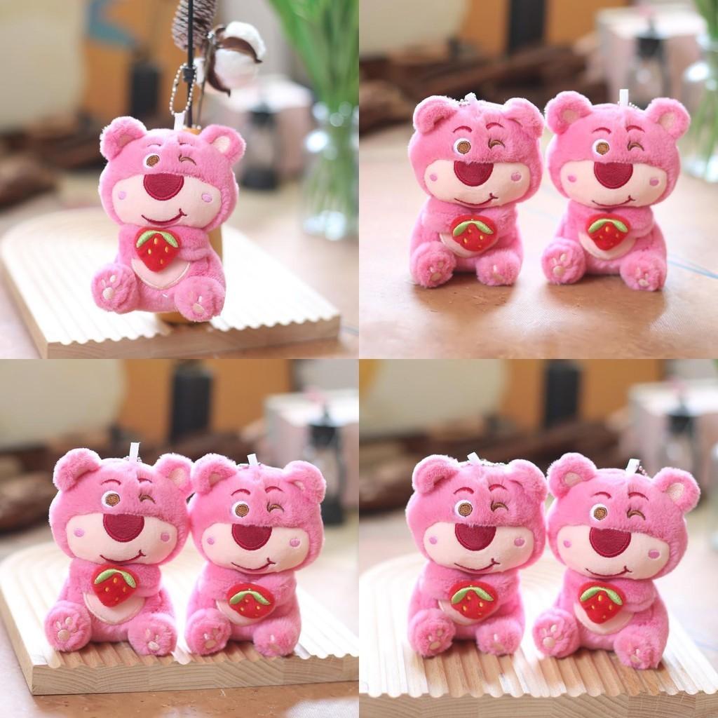 Adorable Pink Strawberry Bear Plush Keychain Soft And Cute Toy For Bag Or Purse Decoration