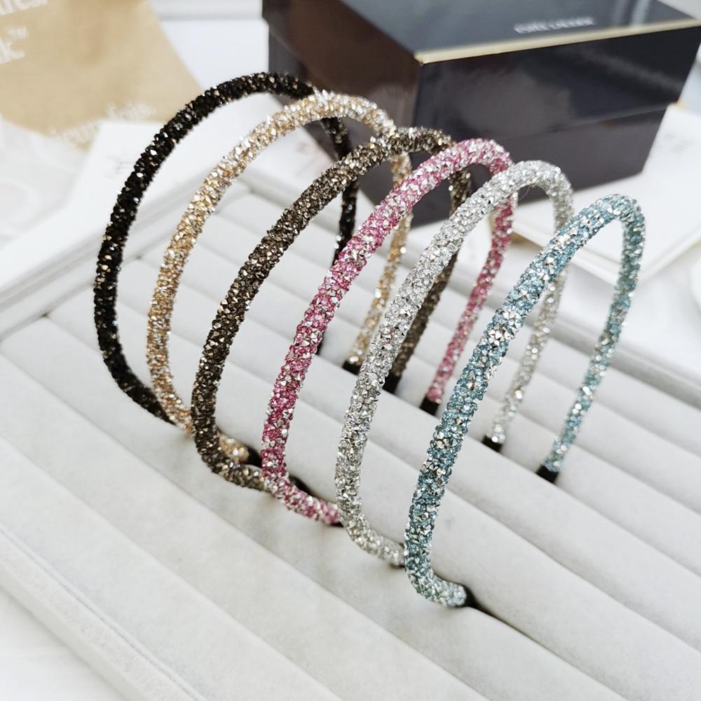 Fascia per capelli morbida in cristallo coreano alla moda per donne, con strass, perline, castone, accessori per capelli da ragazza, copricapo semplice