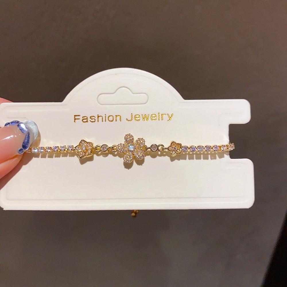 Sparkling Zircon Pull-out Bracelet Exquisite Metal All-match Bracelet  Women Jewelry золотой