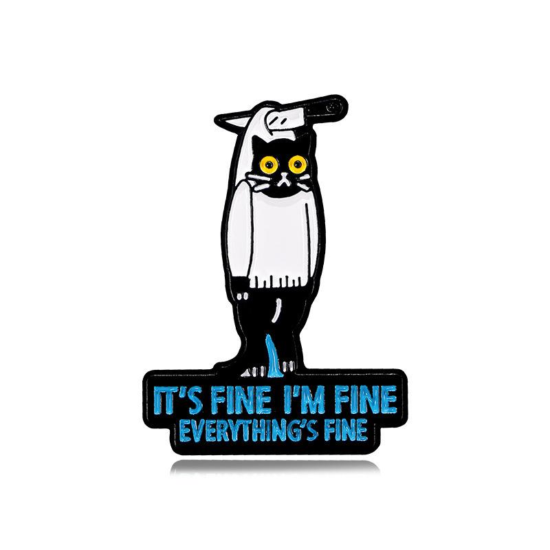 Cartoon 12-sided dice cat brooch in danger English letters clothes bag accessories badge