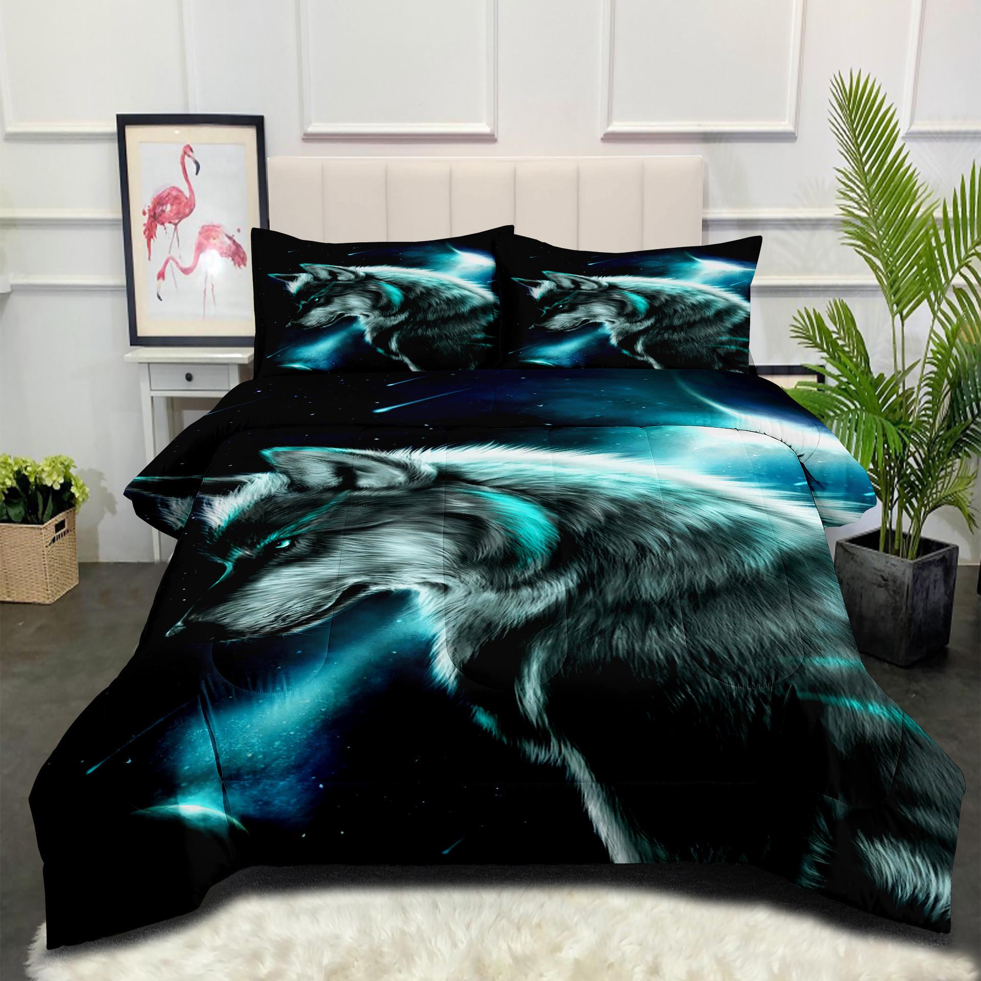 Cartoon Animal Series Quilted Comforter Bedding Set - 3 Piece Digital Print Duvet Cover Set 140*200cm