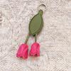 Handmade Flower Pu Keychain Hanger Bag Charm Multi-color Tulip Leather Pendant  Men
