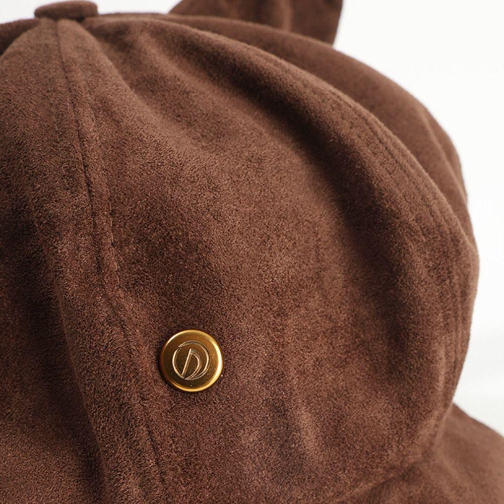 Trendy Cat Ear Beret Hat Suede Multicolor Octagonal Cap Versatile Keep Warm Newsboy Cap Autumn Winter