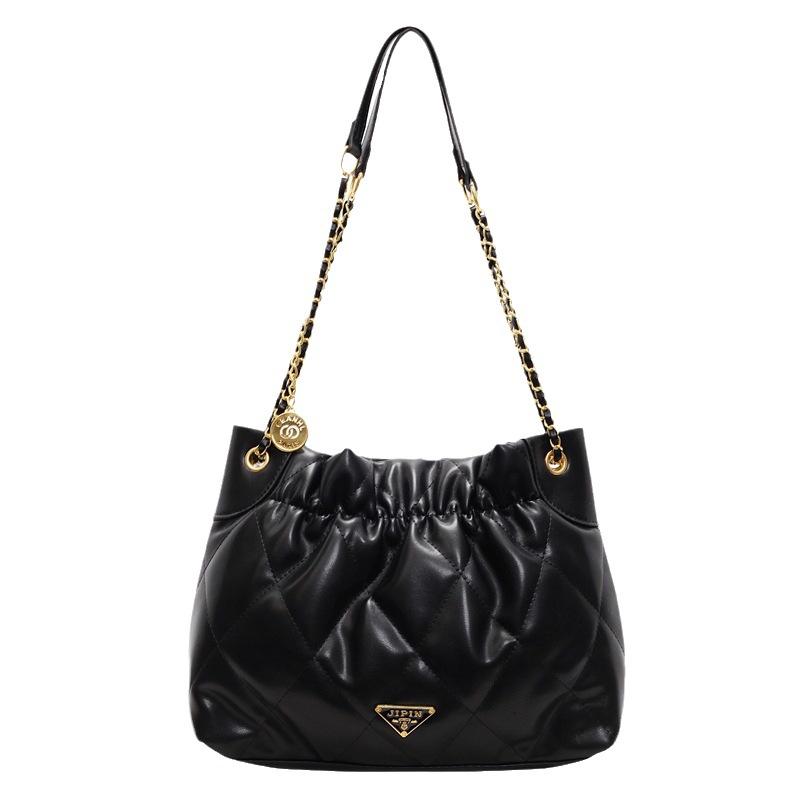 Xiaoxiangfeng Rhombus-Ketten-Bucket-Bag Damen 2025 neue trendige Mode einfarbige Tragetasche große Kapazität Achseltasche