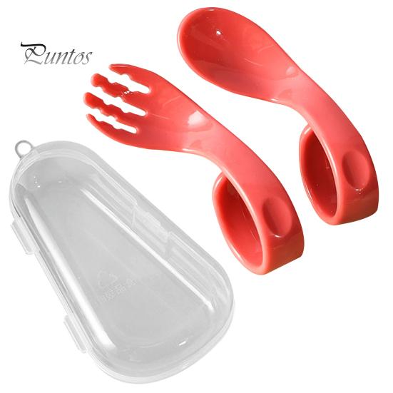 Feeding 1 Set Offset Spoon Food Grade Adorable Appearance Adaptive Eating Aid Right Hand Learn Eat Baby Fork for Family