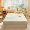 Simple Solid Color Blue Fitted Sheet Set 3Pcs Japanese Style Mattress Cover Skin-friendly Breathable Queen Size Bedding Set