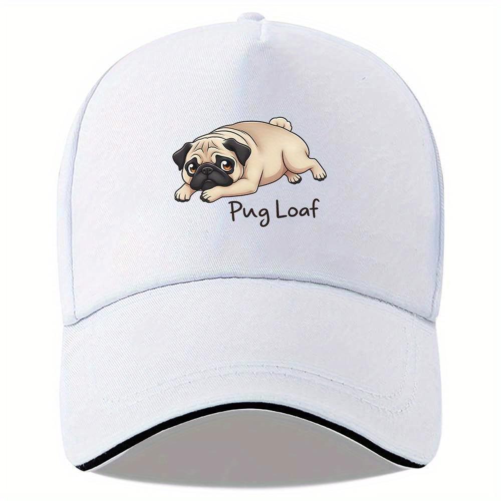 Pug Loaf Cartoon Dog Baseball Cap Polyester Adjustable Casual Sports Headwear Unisex