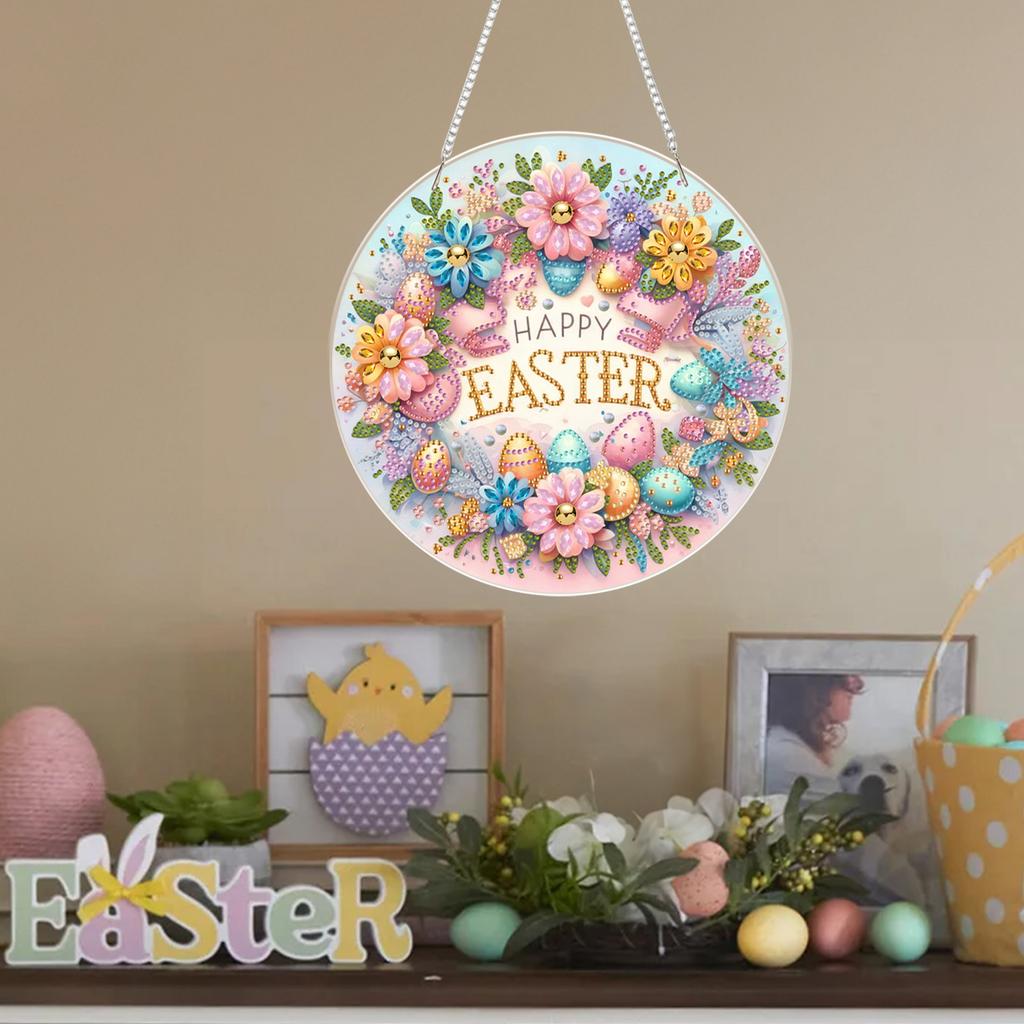 פסח DIY אקרילי שטוח דו-ממדי תלוי ערכות אמנות יהלומים ציור יהלומים תליון אבני חן לקישוט קיר בית גן