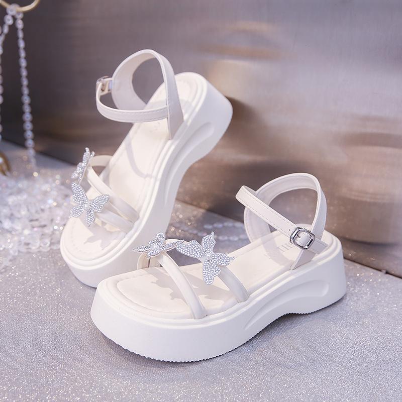

Silver casual platform small Roman sandals women s 2025 summer new outer wear with skirt rhinestone cool slippers 40