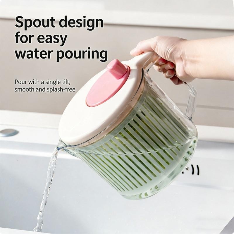 Practical Plastic Vegetable Fruit Dehydrator Spinner Bowl For Daily Cooking Drain Basket with Handle