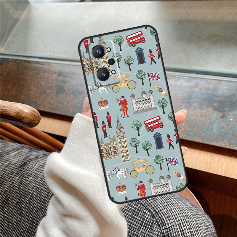 London Red Bus Big Ben Case For Realme 12 Pro Plus 11 13 14 C63 C61 C55 C51 C53 C25 C65 C67 C71 C75 GT6 GT7 15 Pro