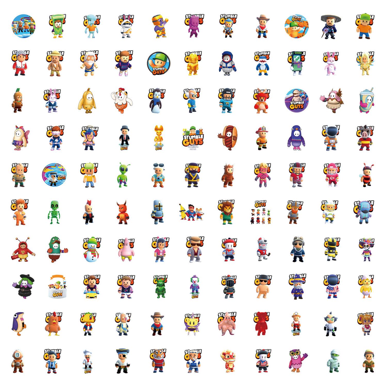 110 Cartoon Stumble Guys Bean Character Graffiti Stickers for DIY Notebook & Desk Decor