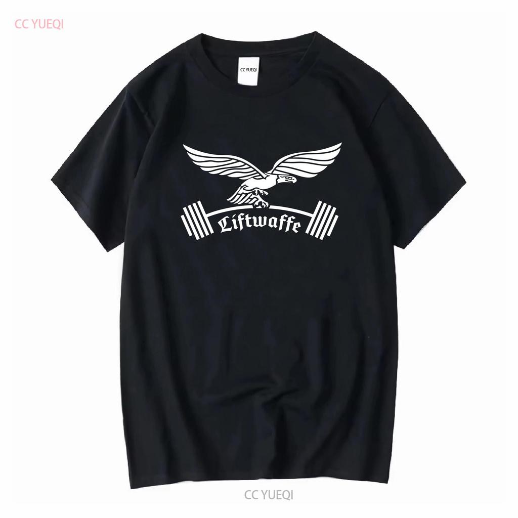 II Wojna Światowa Niemiecka Luftwaffe śmieszny trening Siłownia Wojskowy Podnoszący Ciężary T-shirt długi lub krótki rękaw vintage Prany Casual