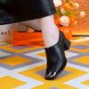 British Style Women's High Heels Woman Dress Shoes Round Toe Ladies Leather Shoes Diamond Decor Office Commute Comfortable Pumps