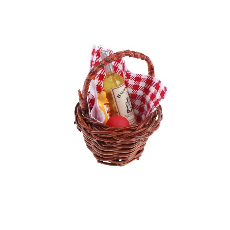 1:12 Mini Simulation Artificial Fruits Vegetables Doll House Furniture Decor Bamboo Basket Miniature Accessory For Children Kids