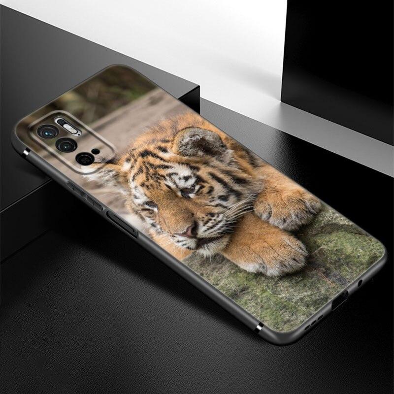 Cute Little Tiger Phone Case For Xiaomi Redmi Note 7 8 8T 9 9S 10 10S 10T 11 11S 4G 11E 11T Pro 5G Soft TPU Black Cover