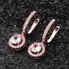 Classic Design Rose Gold Color Round Dangle Earrings For Women Dazzling Crystal Cz Engagement Wedding Jewelry Statement Earring