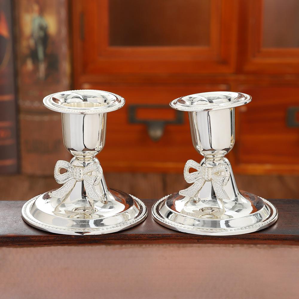 2pcs Vintage Zinc Alloy Candle Holders Elegant European Table Decor for Romantic Dinner Home Centerpiece