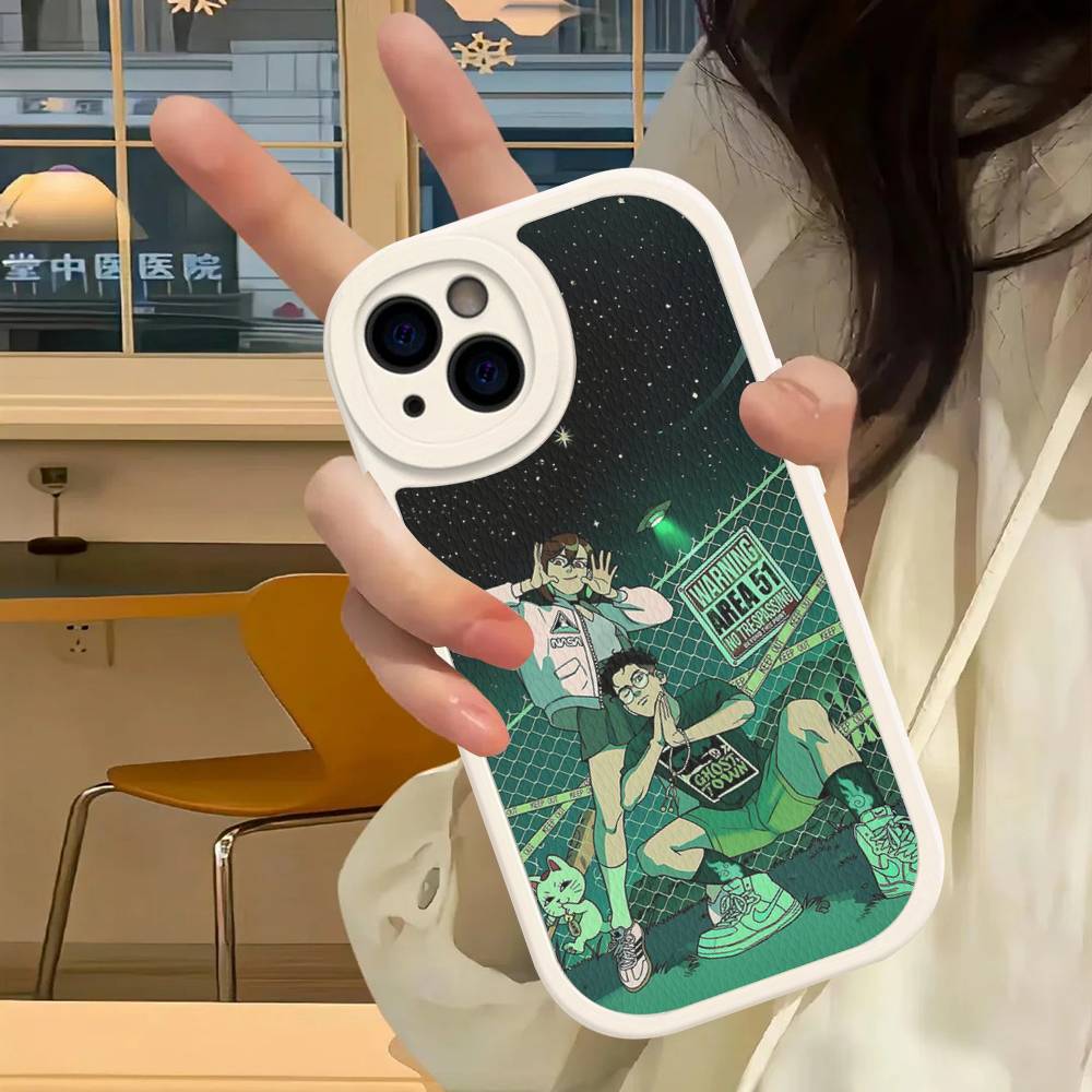 FUNNY DAN DA DAN Leather Phone Case For IPhone 16 16e 15 14 13 12 11 Pro Max Plus Mini Cover