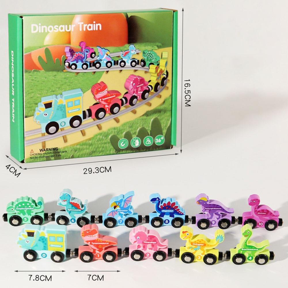 Wooden Magnetic Number Train Toys Number Dinosaur Children's Digital Learning  Kids Gift
