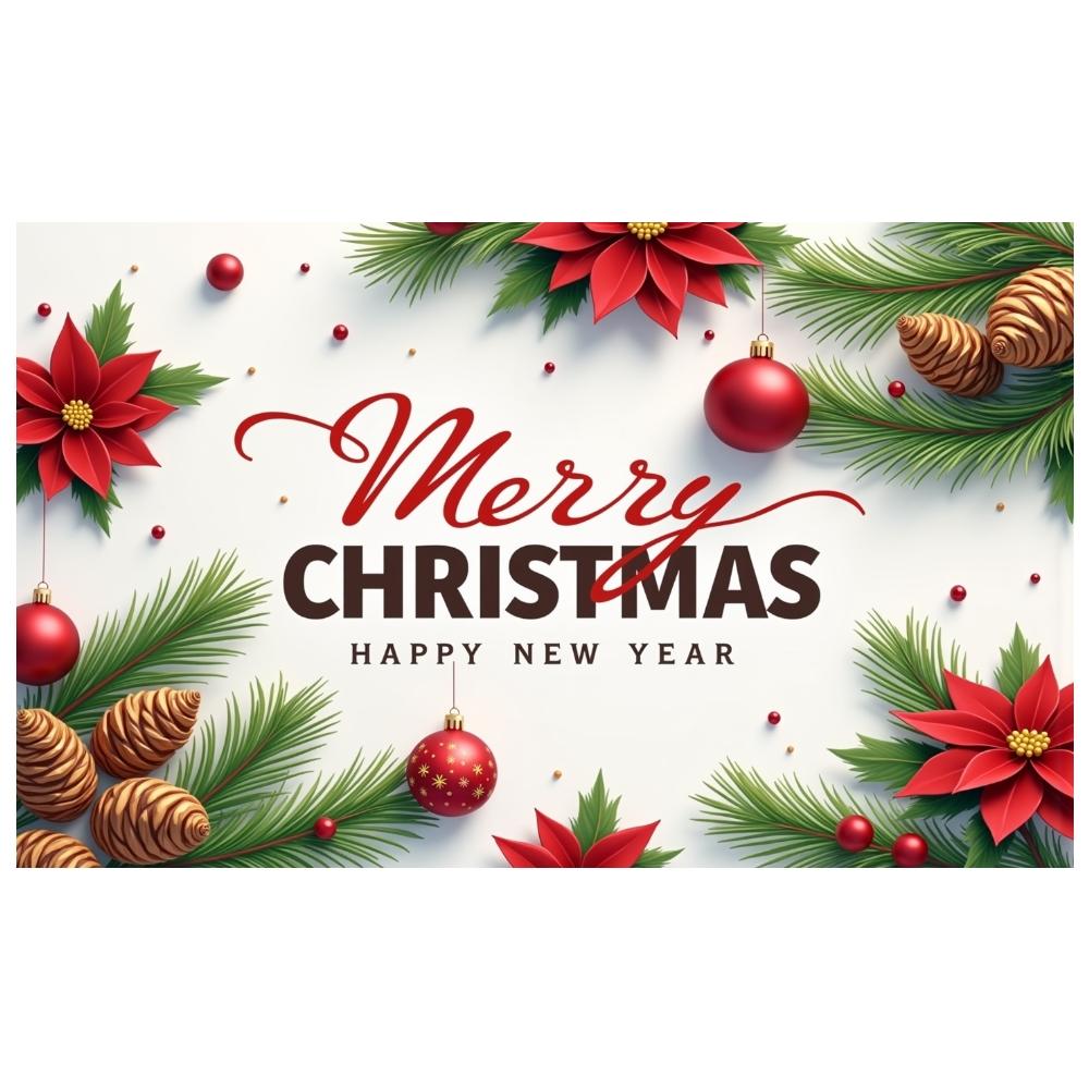 Party Backdrop Material Xmas Decoration Christmas Banner Poinsettia Design Festive Banner For Home Decoration Christmas Eve