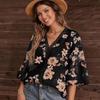 Women's Summer New Loose Type V-neck Temperament Commuter Flare Sleeve Lace Blouse Chiffon Shirt
