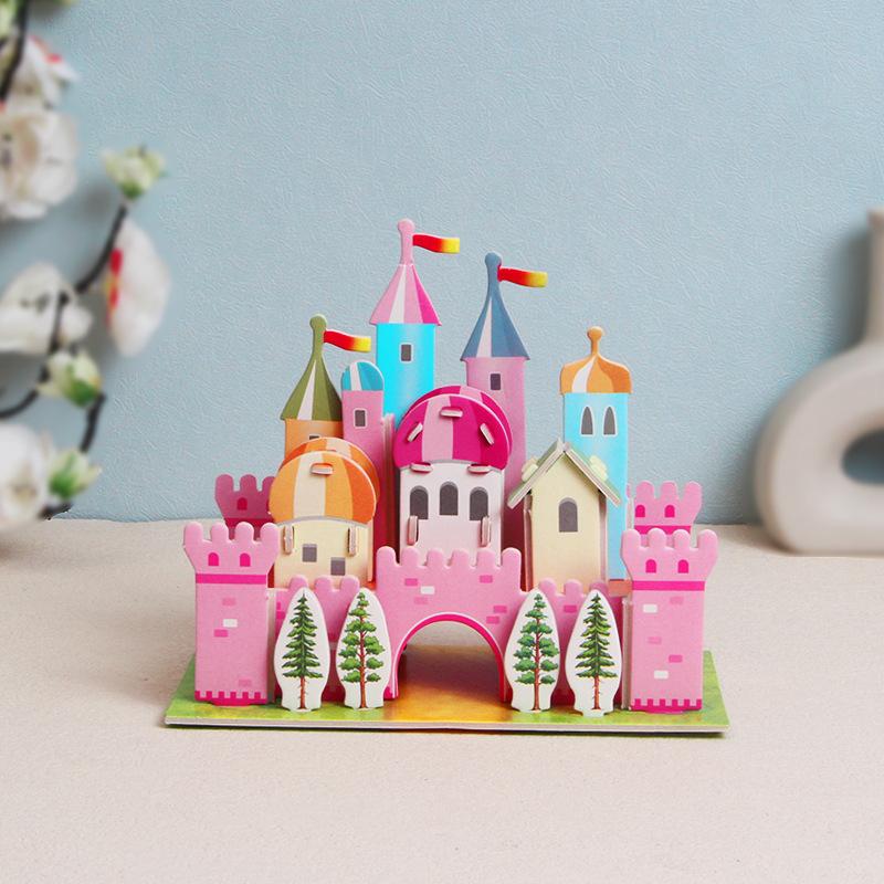 Cartoon Castle Building Model Paper Cardboard 3D Jigsaw Puzzle for Kids Handmade DIY Educational Toys Gifts