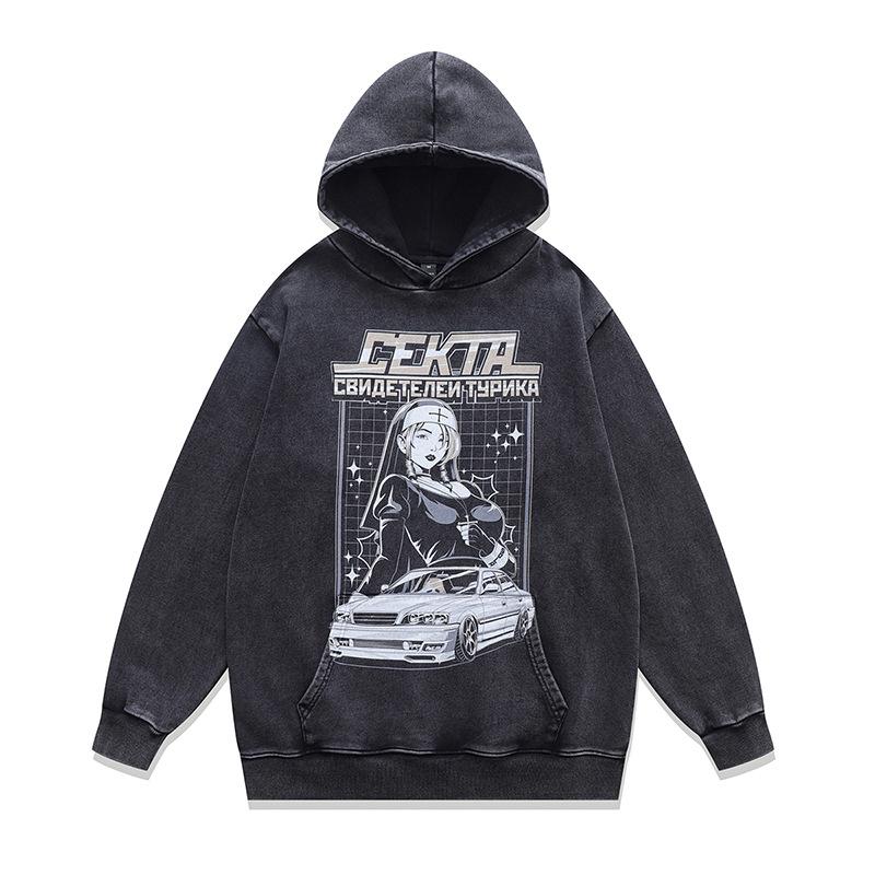 Amerikanischer Retro Fried Color Kapuzenpullover Billie Digitaler Direktdruck Gewaschener Reiner Baumwoll-Hoodie Herren