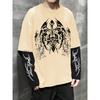 Men'S High Street Hip-Hop Dark Style Double Sleeve Print T-Shirt, a Fashionable New Arrival for Spring