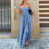 Fashion Striped Camisole High Waist Irregular Long Dress For Women