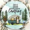 Round Metal Camping Poster Wall Art Garden Kitchen Decor