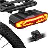 Luz Traseira Inteligente para Bicicleta com Rack de Carga, Setas e Luz de Freio, Liga/Desliga Automático, Recarregável por USB, Controle Remoto Sem Fio, Buzina de Alarme para Bicicleta, Luz Traseira para Bicicleta