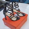 Sandalias de Tacón Alto con Estampado de Piel de Serpiente Nuevas Verano 2025 Boca de Pez Tacón Fino Moda Grande