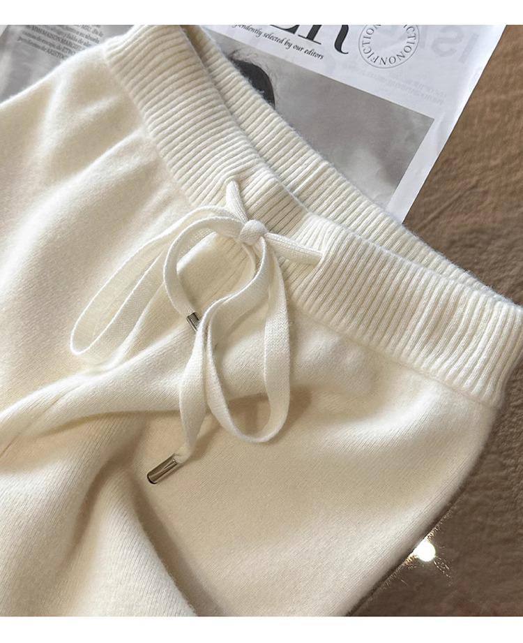 Australian First Shear Wool High-Waist Wide-Leg Women's Pants - Soft & Casual for Autumn and Winter.