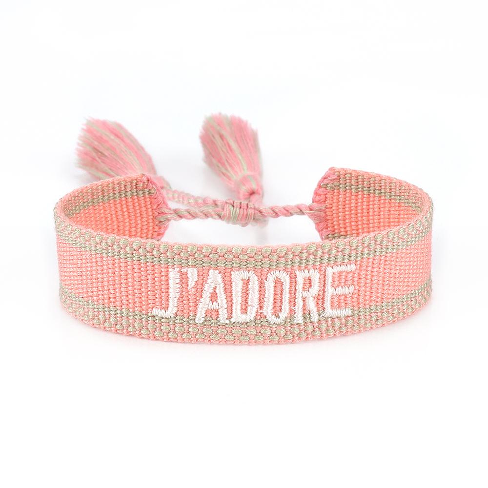 Rhinestone Embroidery Woven Bracelets Adjustable Rope Stackable Bangle For Women