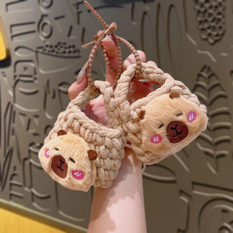 Набор из 5 милых вязаных брелков-кошельков для монет с капибарами (Случайные стили)