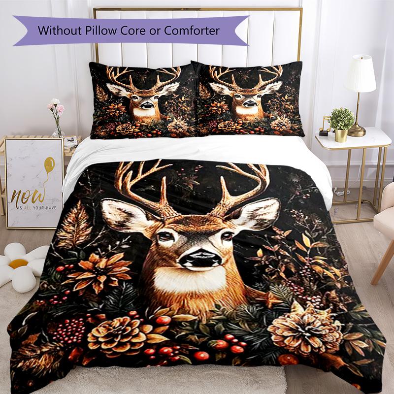 Deer Bedding Set Breathable Duvet Cover with Pillowcases Decorative Bed Linen for Bedroom Home Decoration Birthday Gift