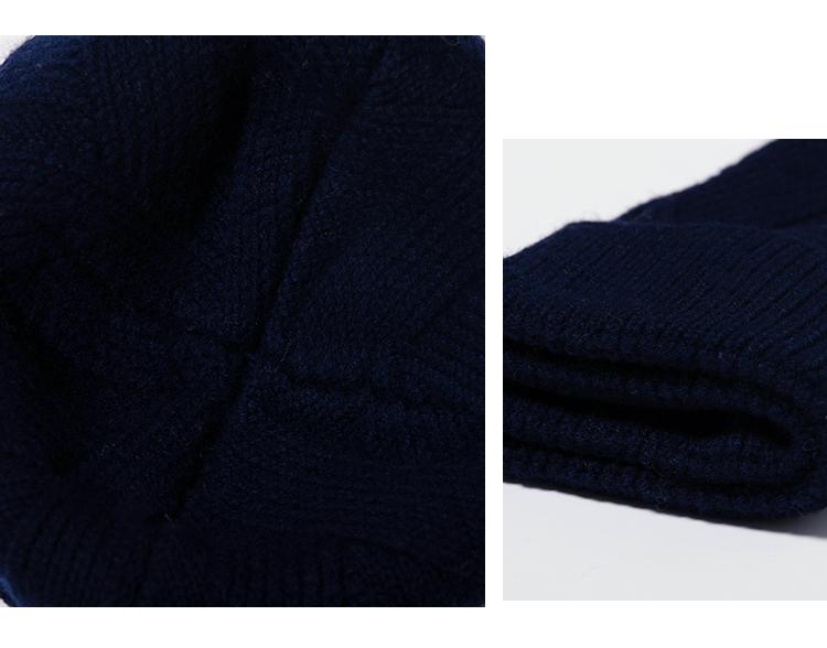 Hengyuanxiang Pure Wool Hat Men's Autumn and Winter Warm Knitted Hat Windproof and Cold Proof Soft and Comfortable Hat