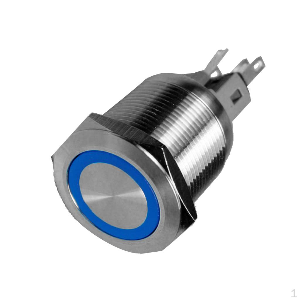 

1 Piece Push Button Switch LED Illuminated 25mm 12V Metal 5AC синій